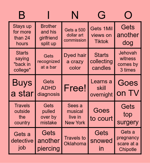 Leo's 2025 Bingo Card