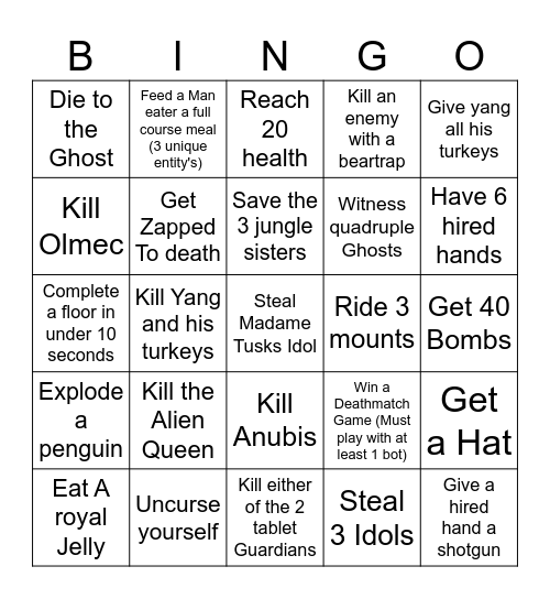 Spelunky 2 Bingo Card
