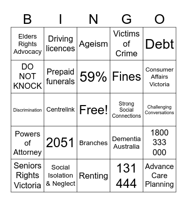WEAAD LEGAL LINGO BINGO Card
