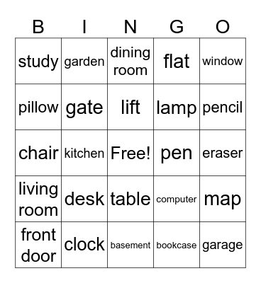 Final Bingo! House & School Bingo Card