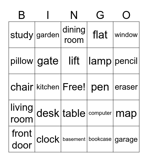Final Bingo! House & School Bingo Card