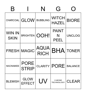 Biore Bingo Card
