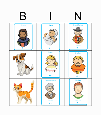 Family Members Bingo Card