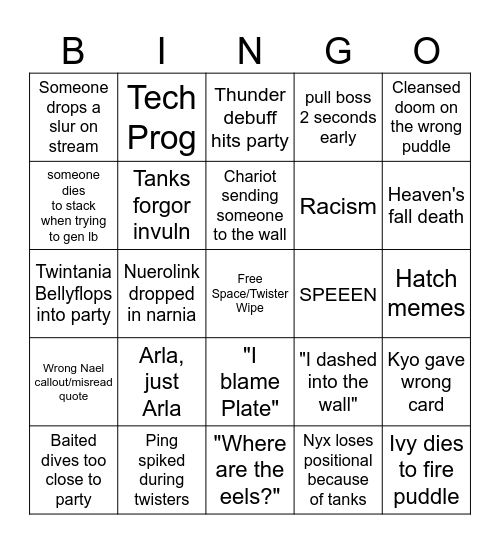 Ucob Bingo Card