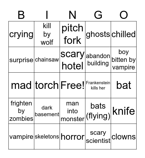 HORROR GENRE Bingo Card