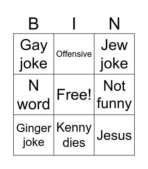 South park Bingo Card