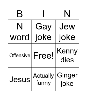 South park Bingo Card