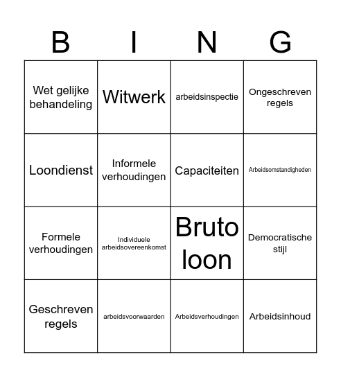 Werk Bingo Card