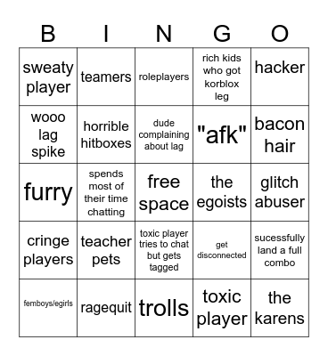 ROBLOX BINGO Card