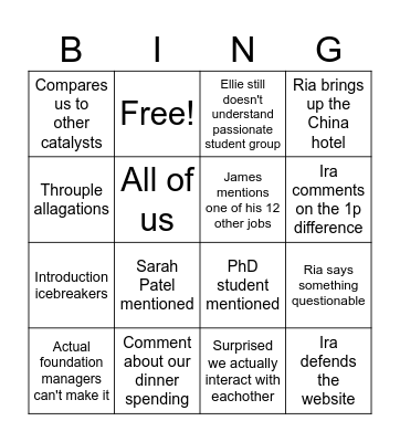 Community catalyst bingo Card
