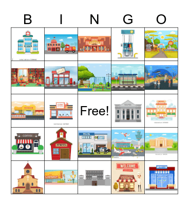 Places Around Town Bingo Card