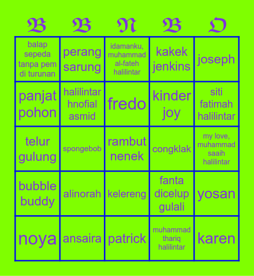 𝖘𝖊𝖑𝖆𝖒𝖆𝖙 𝖇𝖊𝖗𝖒𝖆𝖎𝖓 Bingo Card