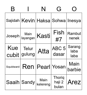 Mangat eak Bingo Card