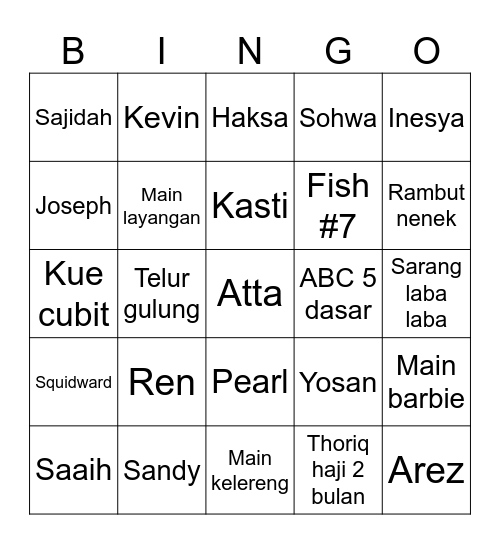 Mangat eak Bingo Card
