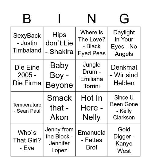 Disco Bingo 2000er Bingo Card