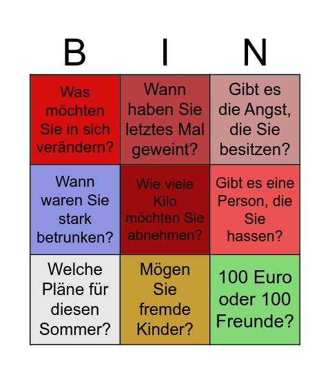 BINGO! FRAGEN! Bingo Card