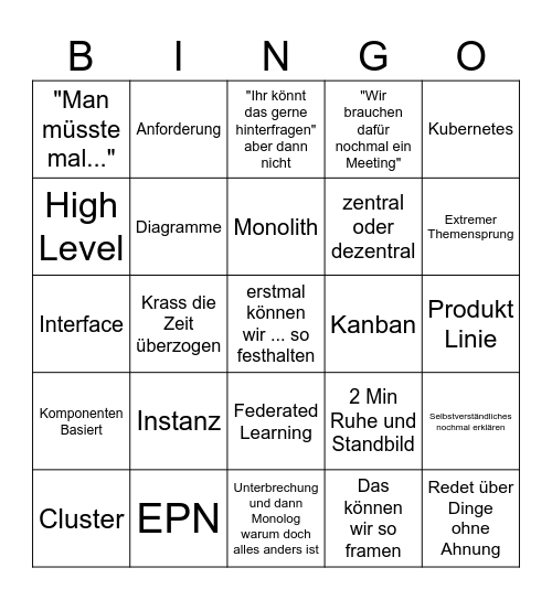 EPN bullshit Bingo Card