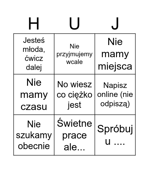 Szukanie praktyk bingo Card