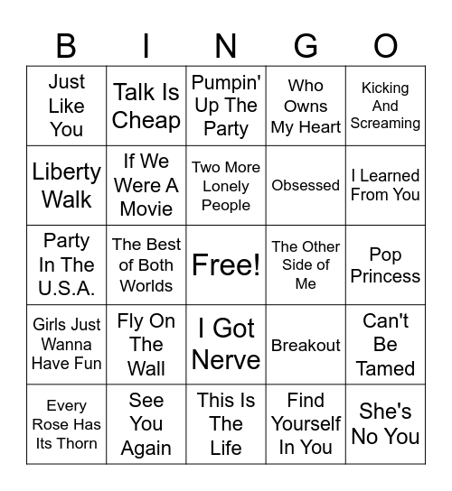 Miley Cyrus vs Hannah Montana #1 Bingo Card