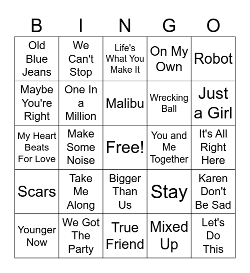 Miley Cyrus vs Hannah Montana 2# Bingo Card