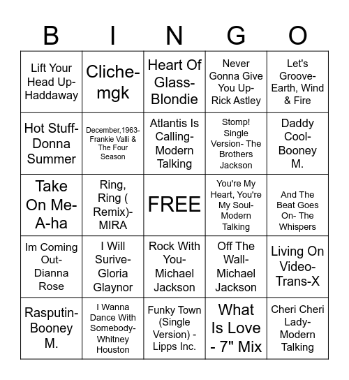 CABRONES SING-OH Bingo Card