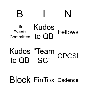 Work Work Work Bingo Card