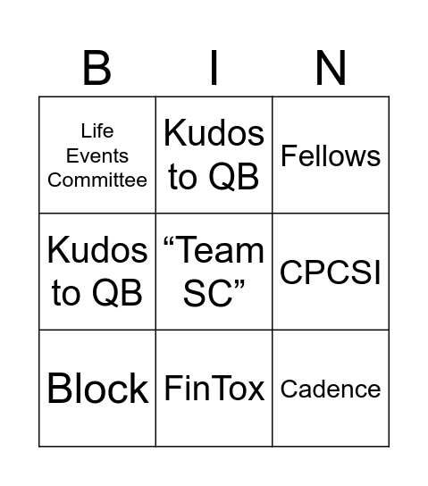 Work Work Work Bingo Card