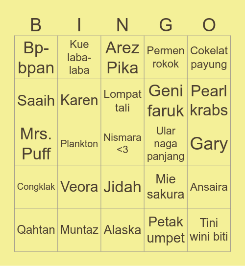 semangat 🥺🫶🏻 Bingo Card