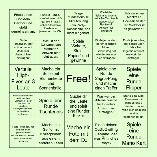 Bingo Bash at Igentis Bingo Card