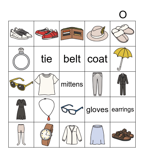 Clothes Bingo Card