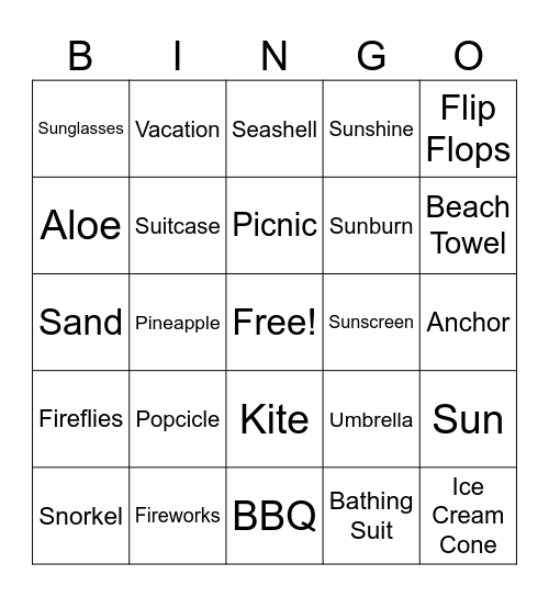 Q2 Summer BINGO Card