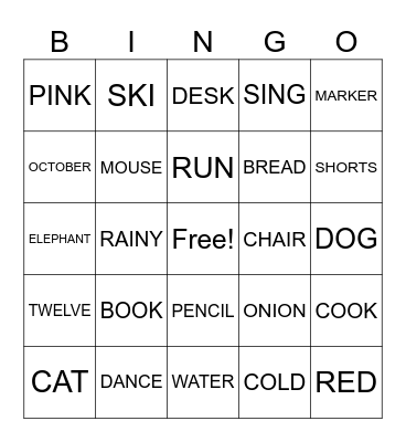 English Review Bingo Card