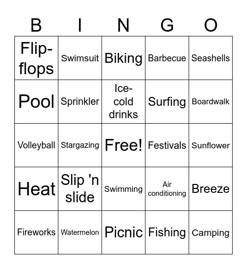 Q2 Summer Bingo Call List Bingo Card