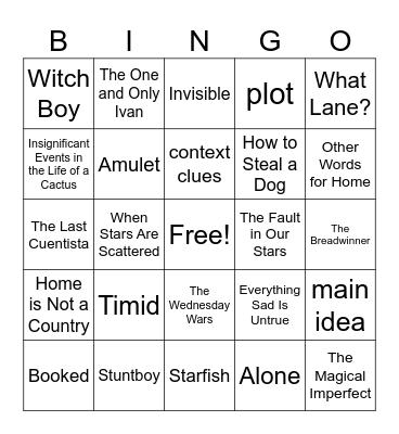 Summer School Books Bingo Card