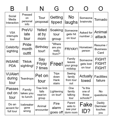 OUA SUMMER Bingo Card