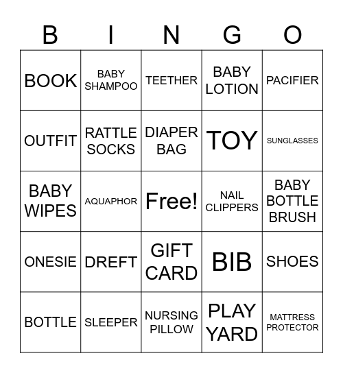 BABY BINGO Card