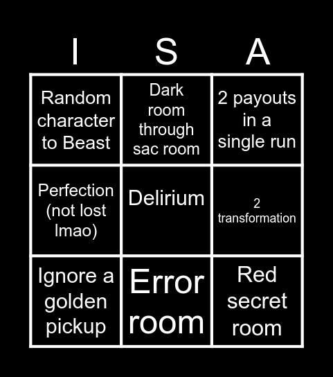 Isaac of binding bingo Card