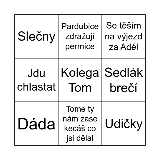 Krize Bingo Card