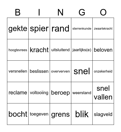 Vocab chapter 6 Bingo Card