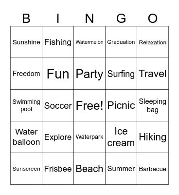 Summertime Bingo Card