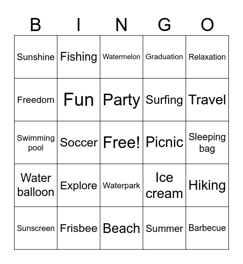 Summertime Bingo Card