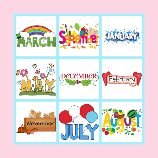 Months Bingo Card