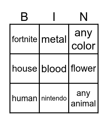 Infinite Craft Bingo Card