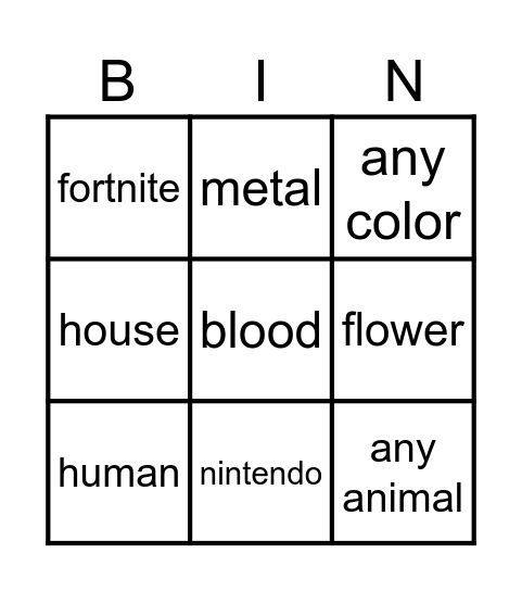 Infinite Craft Bingo Card