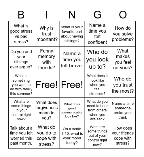THERAPY BINGO Card