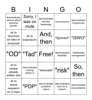 CM OD Bingo Card