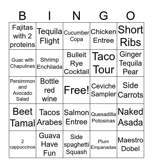 Thursday Night Bingo! Bingo Card