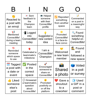 CM! Champion Bingo Card