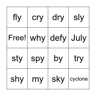 Y as i Bingo Card