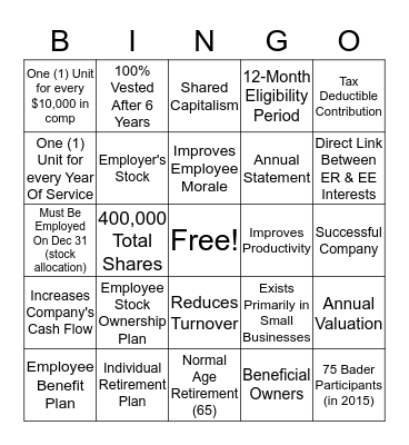 ESOP Bingo - 2016 Bingo Card